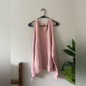 Balletcore Feminine Blush Baby Pink Open Cold Shoulder Sweater size M